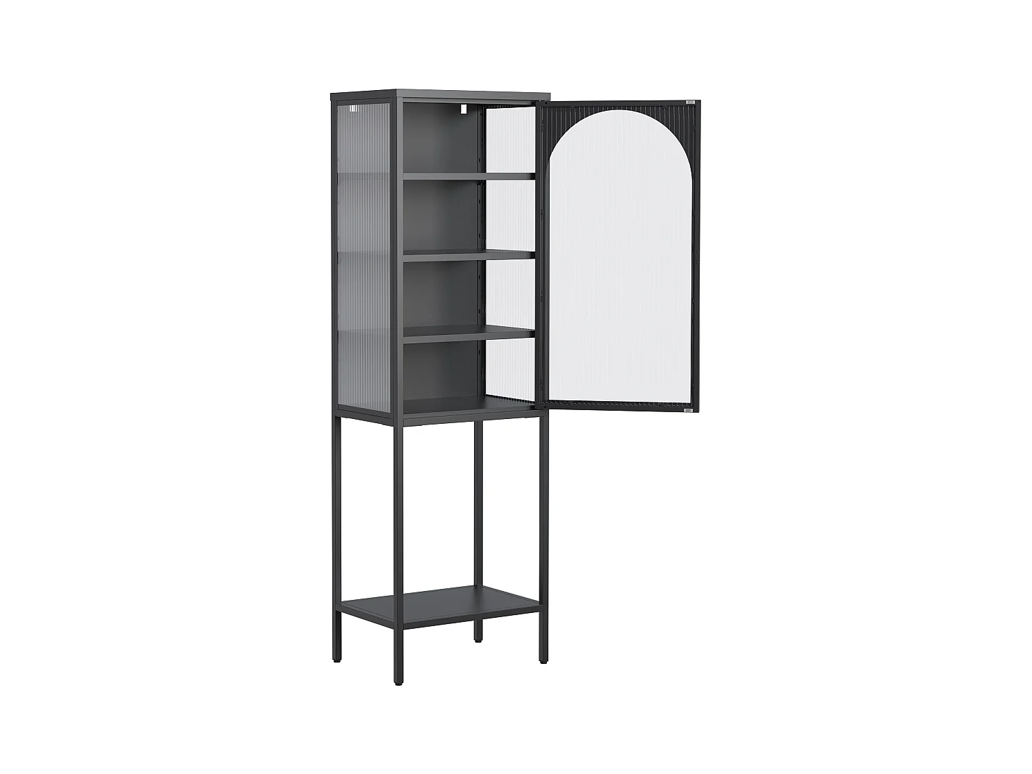 Schwarzes Bücherregal – Organizer mit 1 Tür und 3 verstellbaren Regalen – offene Aufbewahrung – für wohnzimmer und büro