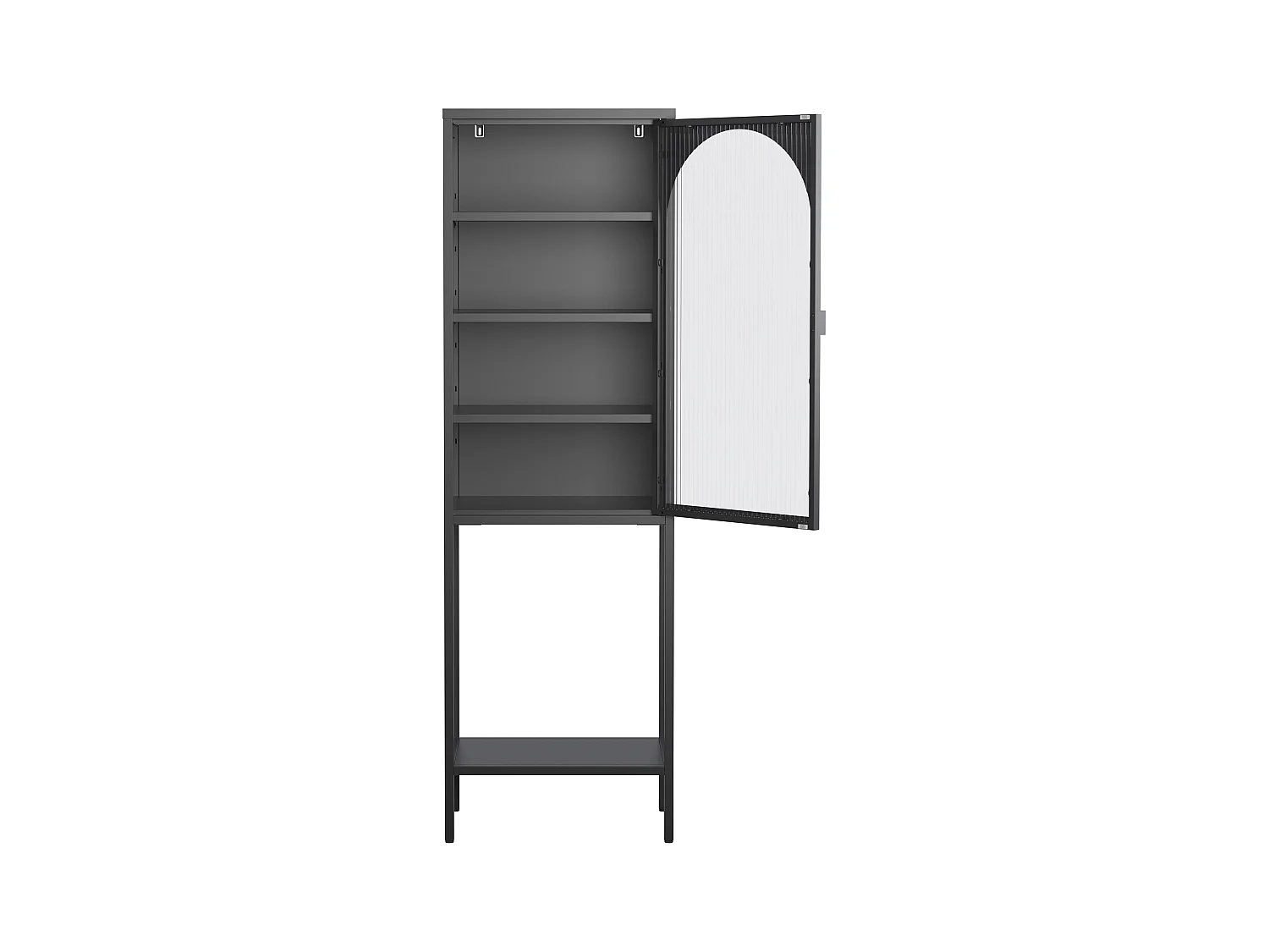 Schwarzes Bücherregal – Organizer mit 1 Tür und 3 verstellbaren Regalen – offene Aufbewahrung – für wohnzimmer und büro