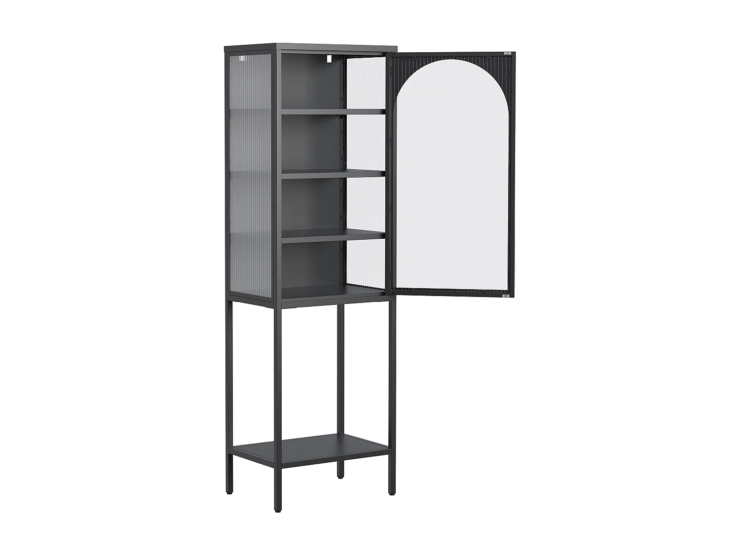 Schwarzes Bücherregal – Organizer mit 1 Tür und 3 verstellbaren Regalen – offene Aufbewahrung – für wohnzimmer und büro