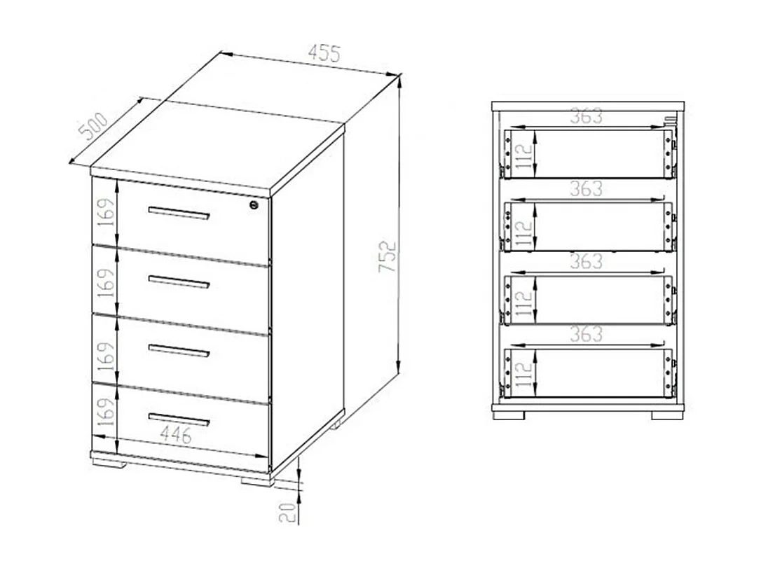 SCHUBLADENCOTAINER Optimal Sonoma Eiche hell 46 / 50 / 76cm