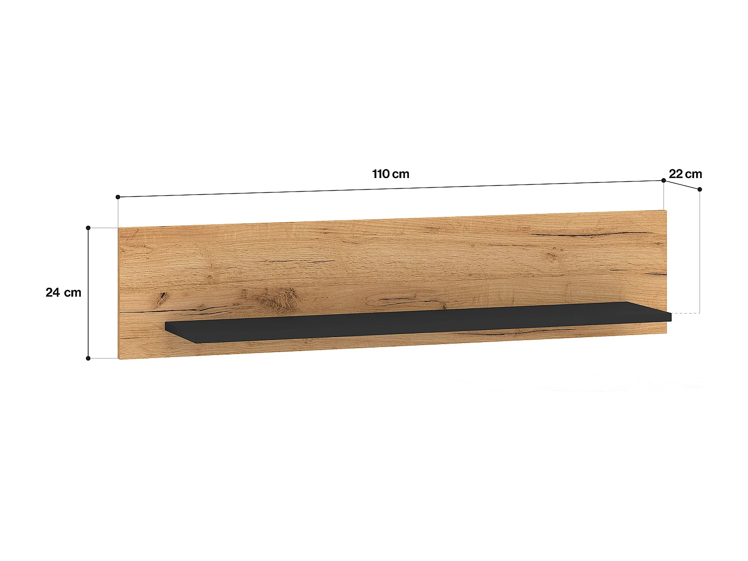 WANDREGAL Urso Gold Craft Eiche / Schwarz 110 / 22 / 24 cm