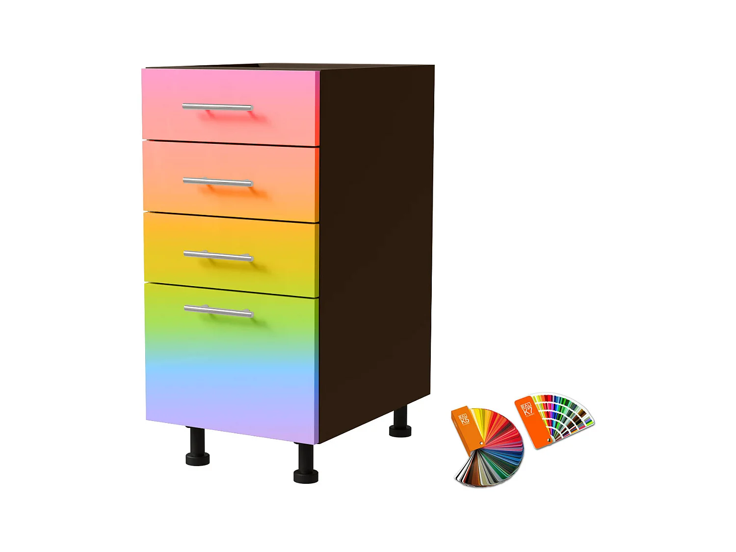 SCHUBLADENUNTERSCHRANK Brerra D4M/40 Korpus lava / Front RAL Wunschfarbe (K5 oder K7) 40 / 50 / 82 cm