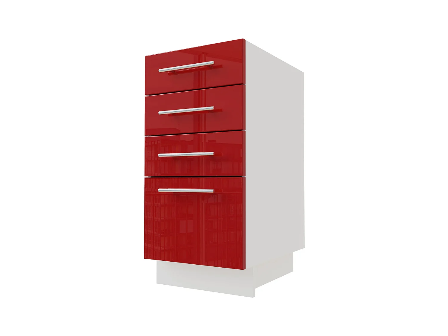 SCHUBLADENUNTERSCHRANK Brerra D4A/40 Korpus weiß / Front RAL 3002 karminrot Hochglanz 40 / 50 / 82 cm