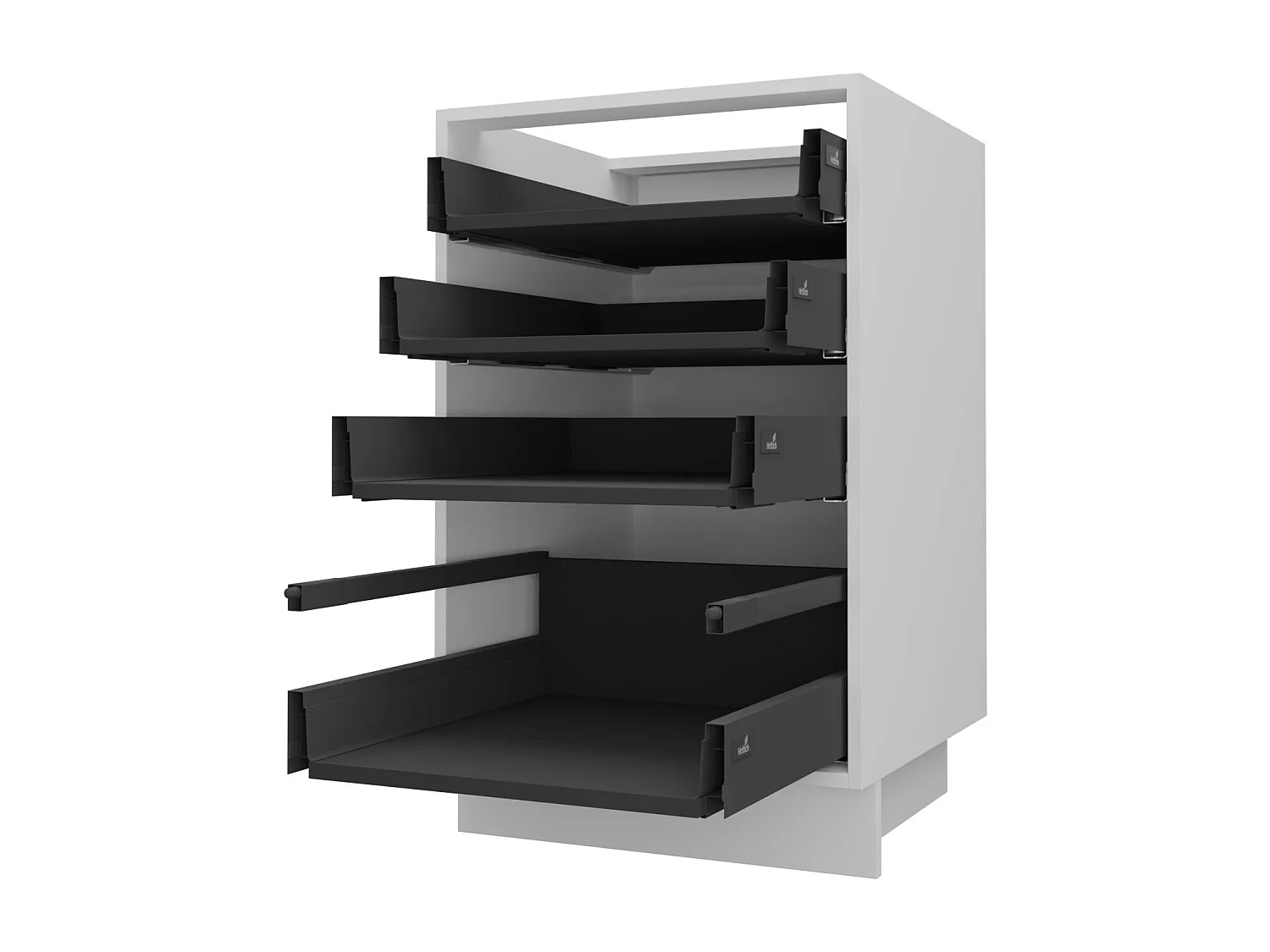 SCHUBLADENUNTERSCHRANK Brerra D4A/40 Korpus weiß / Front RAL 3002 karminrot Hochglanz 40 / 50 / 82 cm