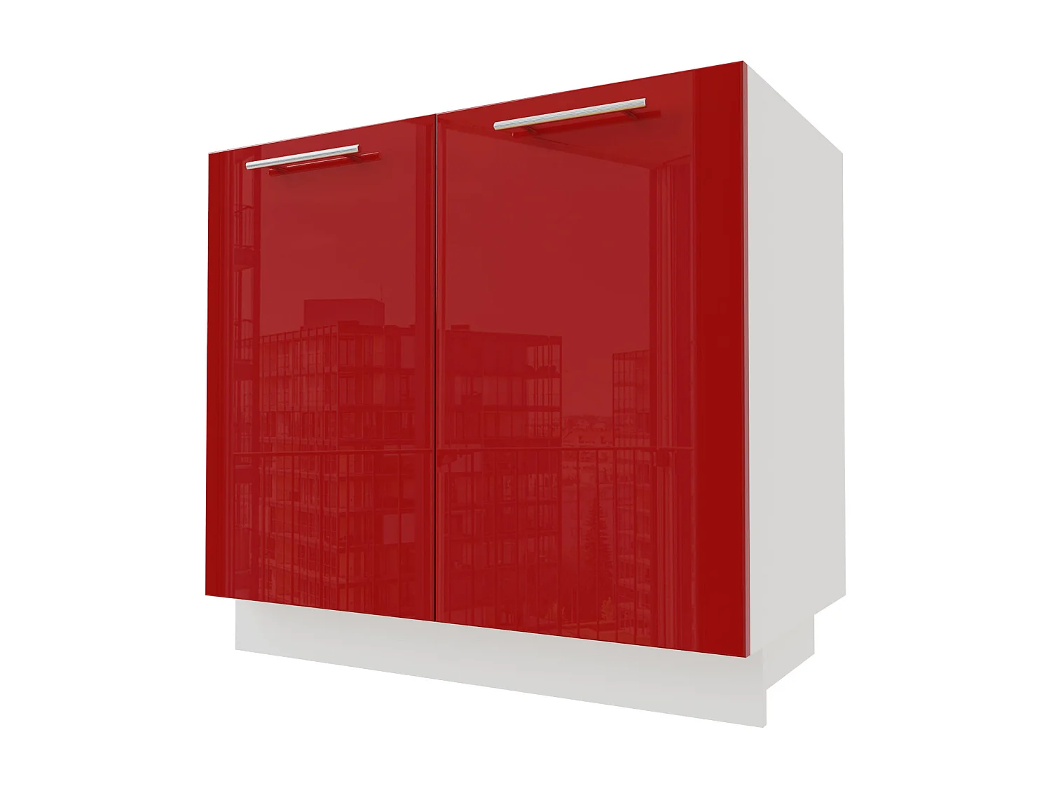 KÜCHENUNTERSCHRANK Brerra D11/90 Korpus weiß / Front RAL 3002 karminrot Hochglanz 90 / 50 / 82 cm