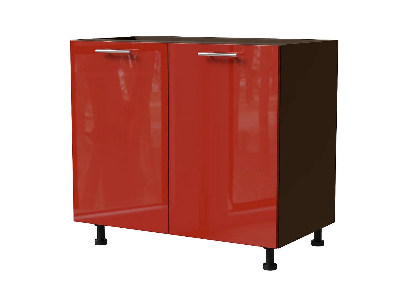 KÜCHENUNTERSCHRANK Brerra D11/90 Korpus lava / Front RAL 3002 karminrot Hochglanz 90 / 50 / 82 cm