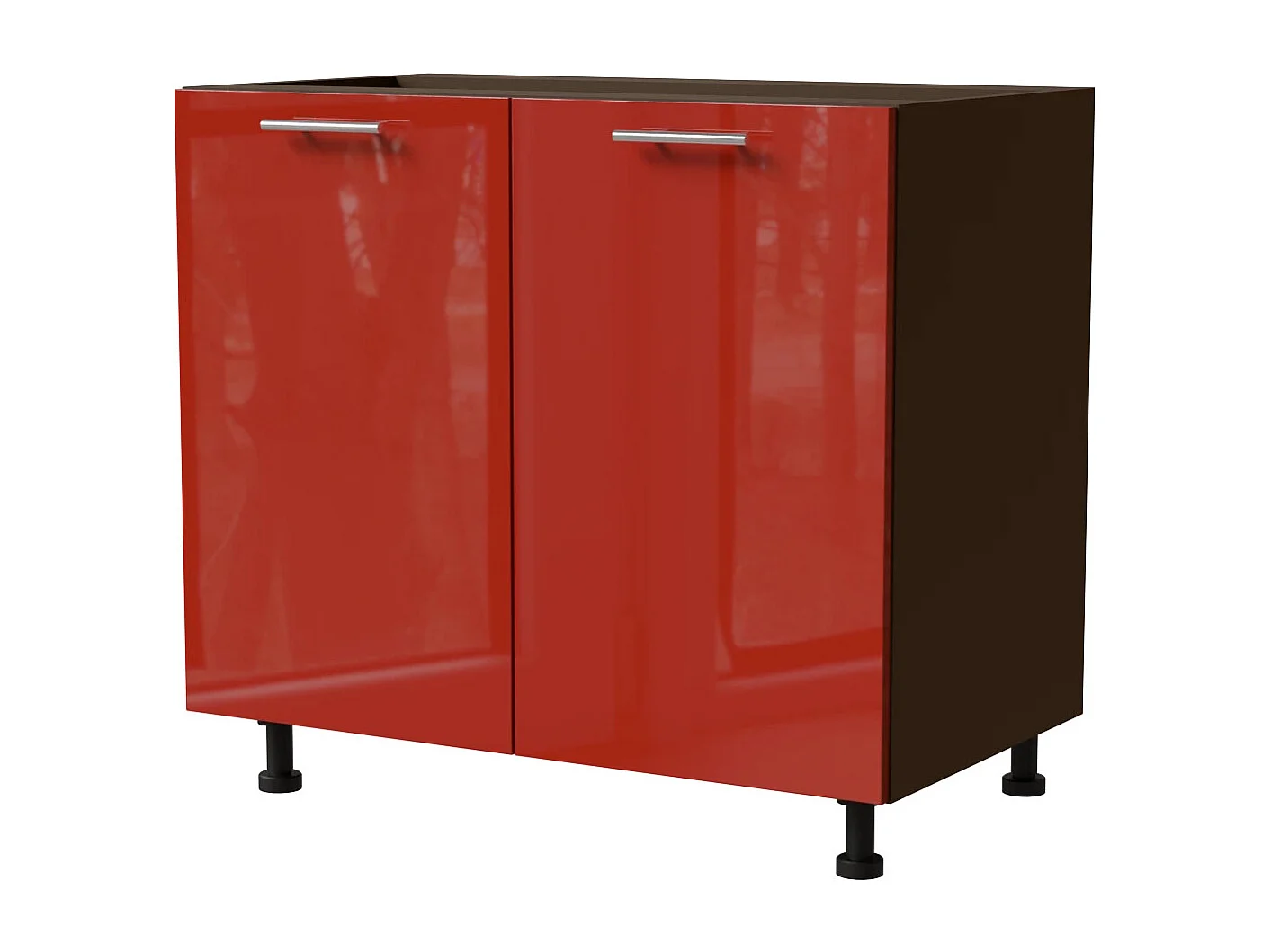 KÜCHENUNTERSCHRANK Brerra D11/90 Korpus lava / Front RAL 3002 karminrot Hochglanz 90 / 50 / 82 cm