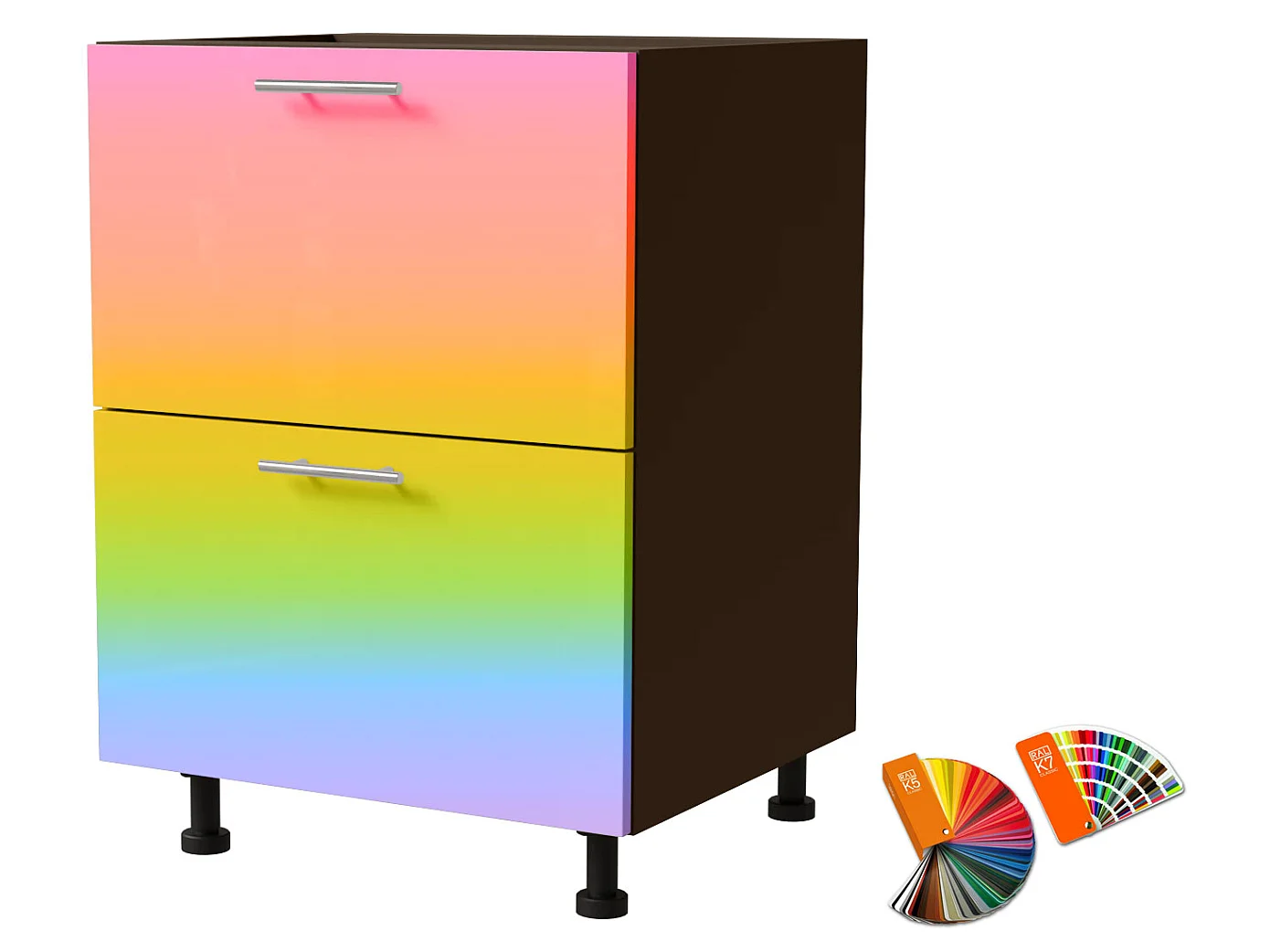 SCHUBLADENUNTERSCHRANK Brerra D2A/60/1A Korpus lava / Front RAL Wunschfarbe (K5 oder K7) 60 / 50 / 82 cm