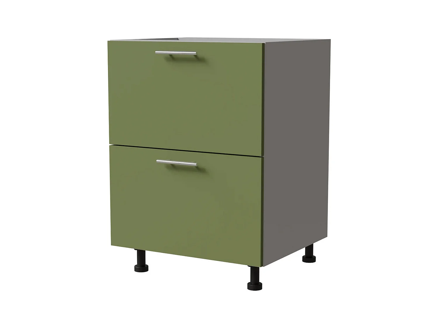 SCHUBLADENUNTERSCHRANK Brerra D2A/60 Korpus grau / Front RAL 6025 farngrün Matt 60 / 50 / 82 cm