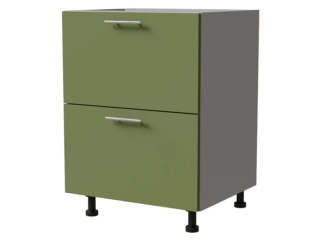 SCHUBLADENUNTERSCHRANK Brerra D2A/60 Korpus grau / Front RAL 6025 farngrün Matt 60 / 50 / 82 cm
