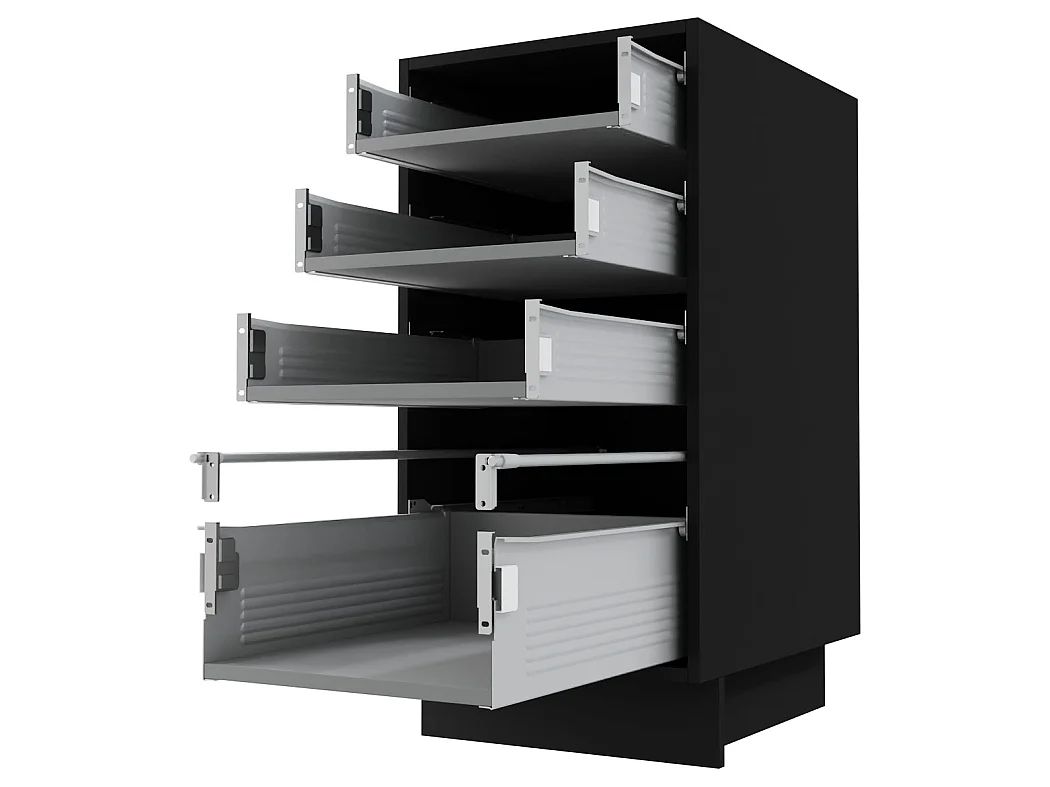 SCHUBLADENUNTERSCHRANK Brerra D4M/40 Korpus schwarz / Front RAL 9001 creme Hochglanz 40 / 50 / 82 cm