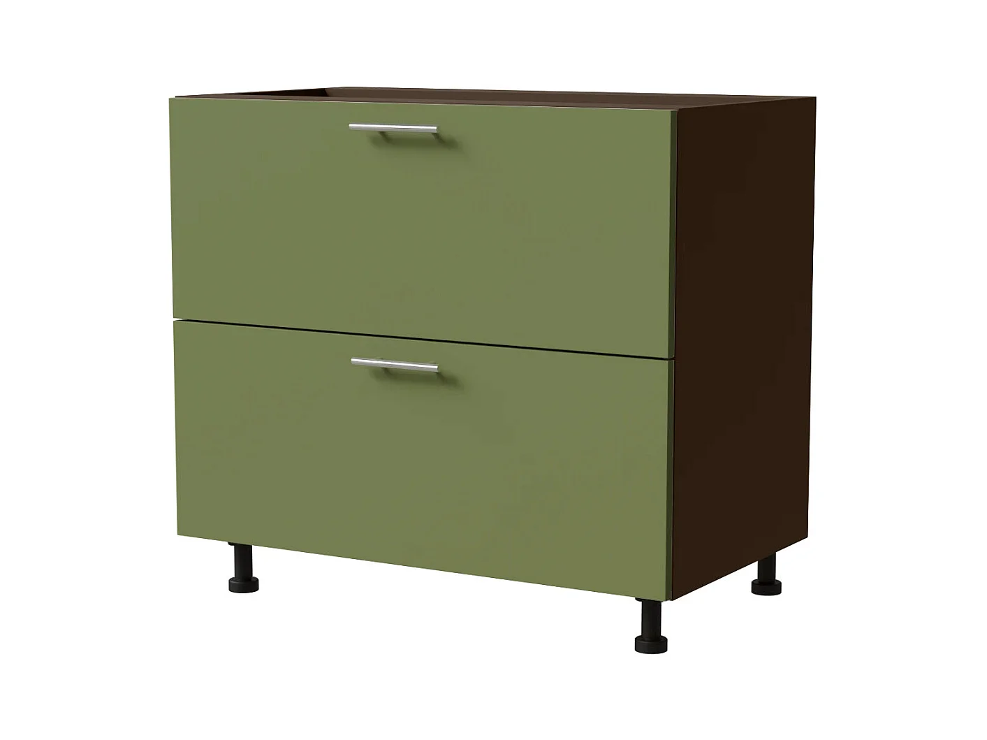 SCHUBLADENUNTERSCHRANK Brerra D2M/90 Korpus lava / Front RAL 6025 farngrün Matt 90 / 50 / 82cm
