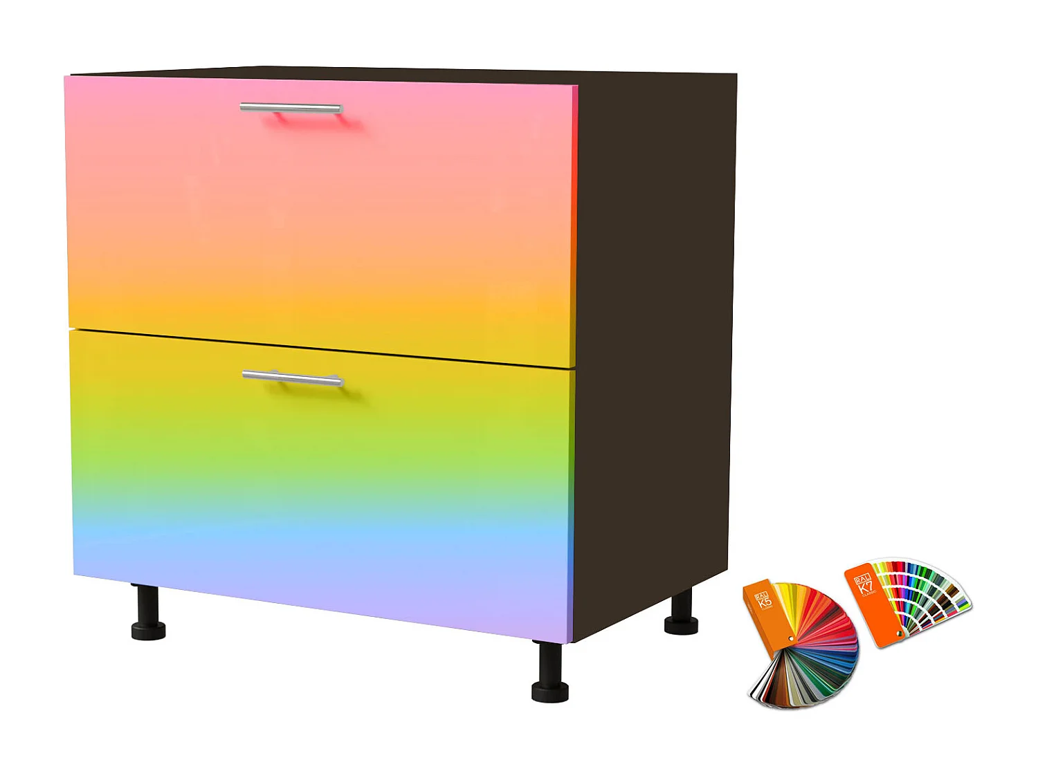 SCHUBLADENUNTERSCHRANK Brerra D2M/80 Korpus lava / Front RAL Wunschfarbe (K5 oder K7)  80 / 50 / 82 cm Schubladensystem Blum Metabox