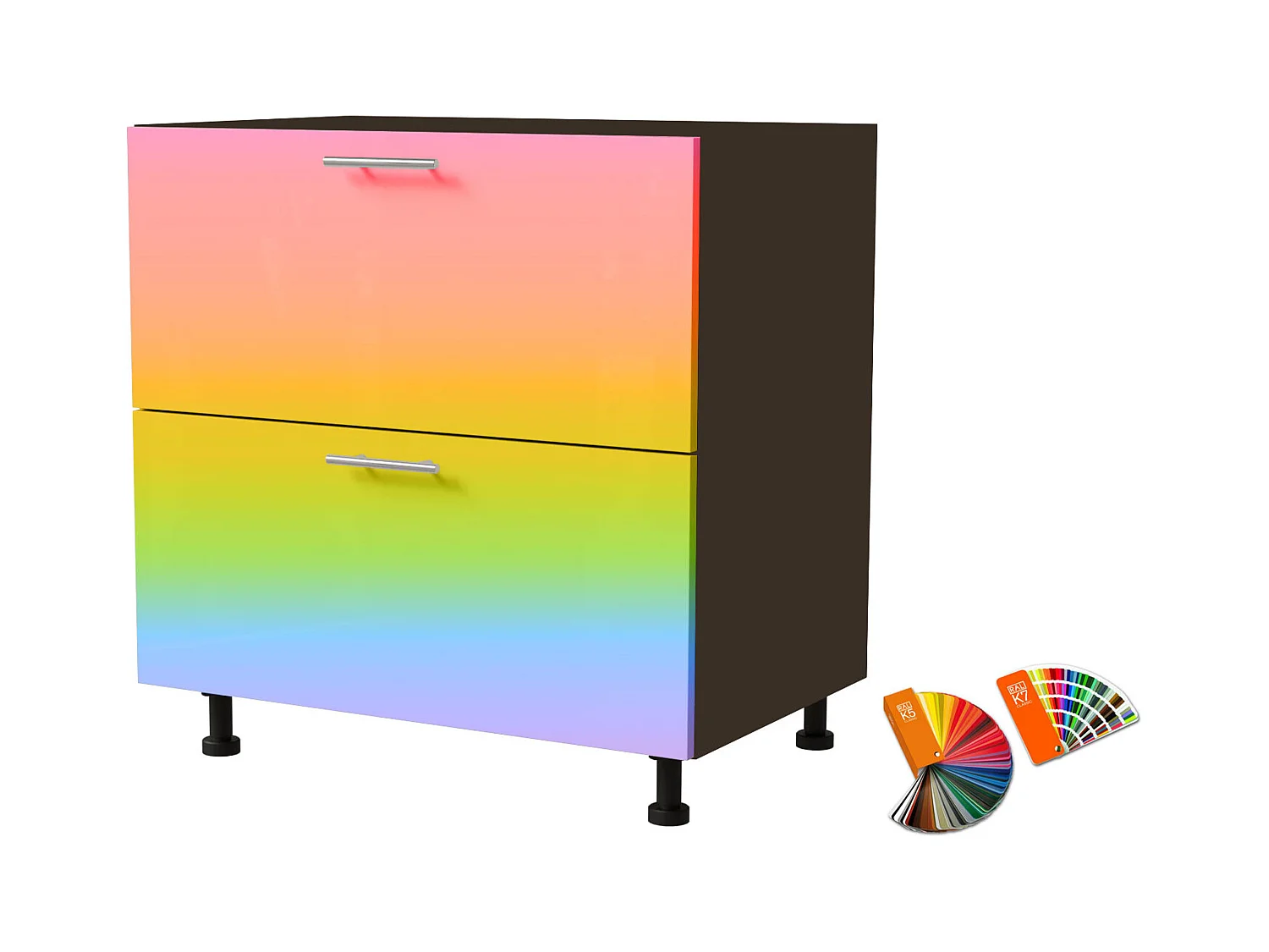 SCHUBLADENUNTERSCHRANK Brerra D2A/80 Korpus lava / Front RAL Wunschfarbe (K5 oder K7) 80 / 50 / 82 cm Schubladensystem HETTICH InnoTech Atira
