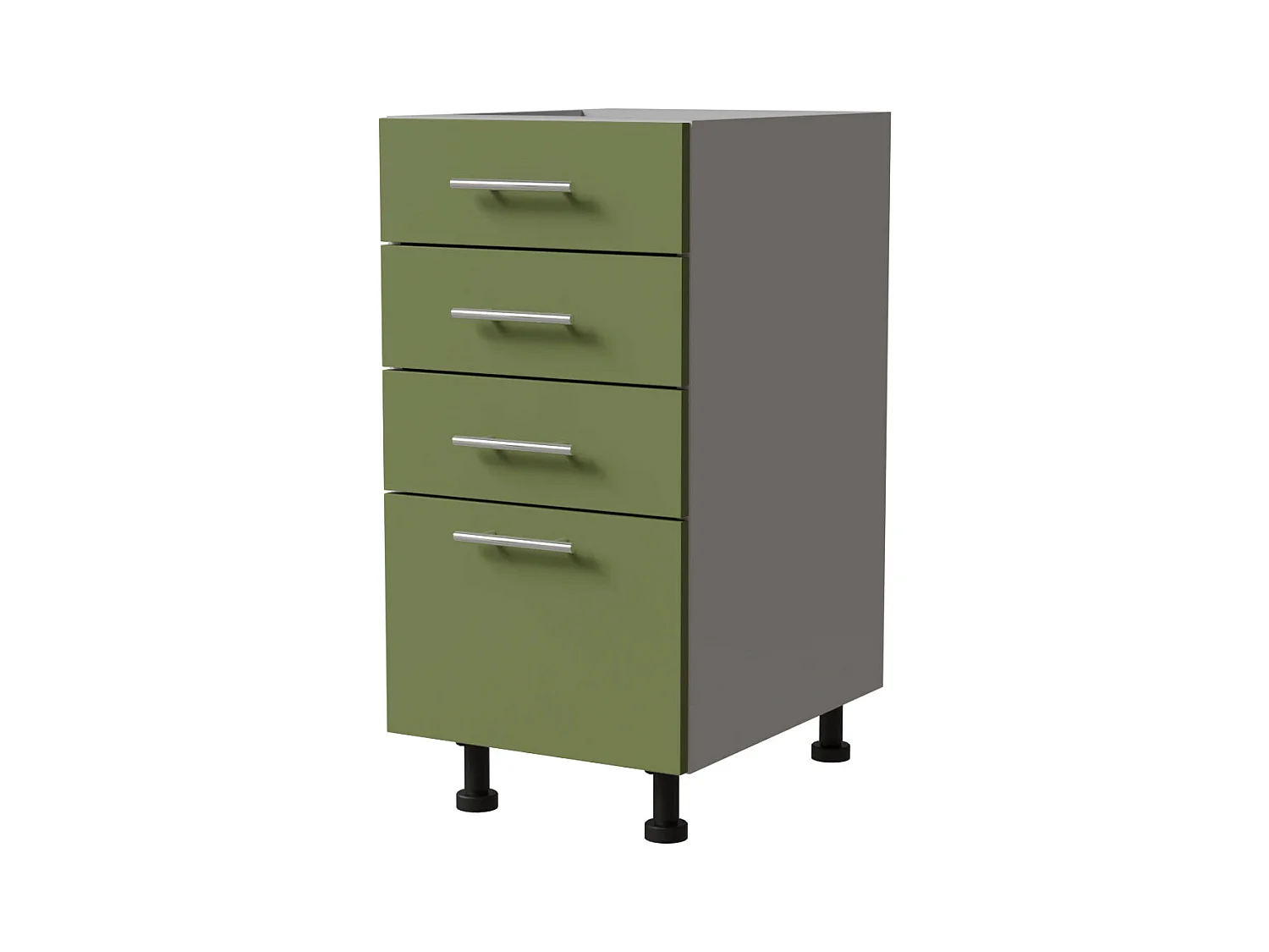 SCHUBLADENUNTERSCHRANK Brerra D4R/40 Korpus grau / Front RAL 6025 farngrün Matt 40 / 50 / 82 cm
