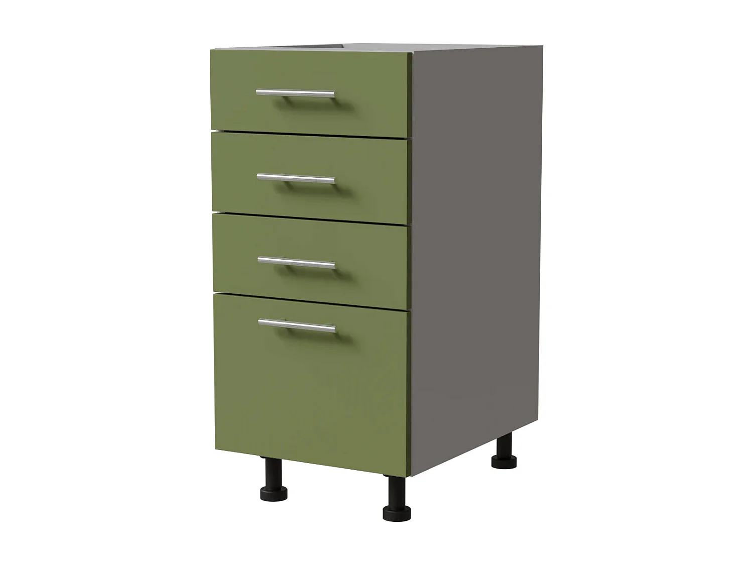 SCHUBLADENUNTERSCHRANK Brerra D4R/40 Korpus grau / Front RAL 6025 farngrün Matt 40 / 50 / 82 cm