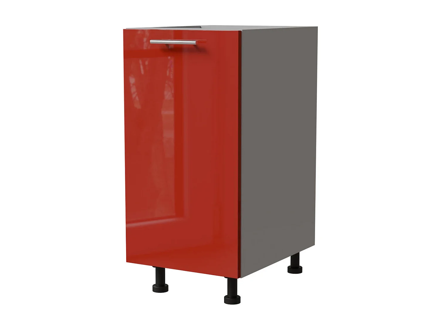 KÜCHENUNTERSCHRANK Brerra D1D/40/kargo RAL 3002 karminrot Hochglanz / grau 40 / 50 / 82 cm