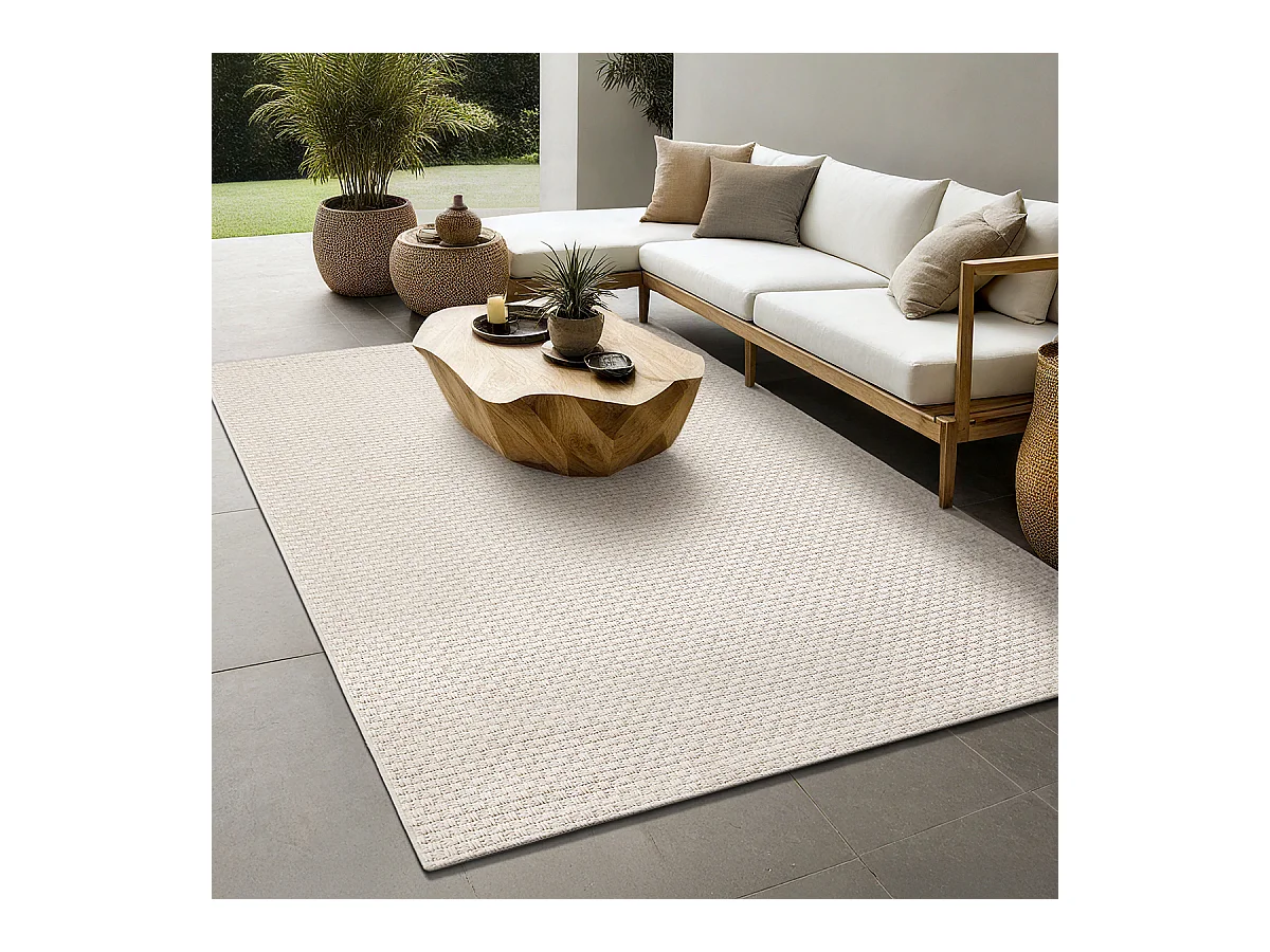 Tapis Maldives extérieur design boho, Beige, 160 x 230 cm