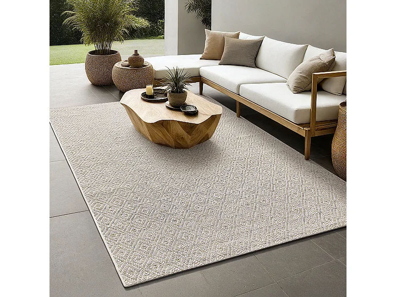 Teppich Maldive Outdoor Boho Diamant, Braun, 140 x 200 cm