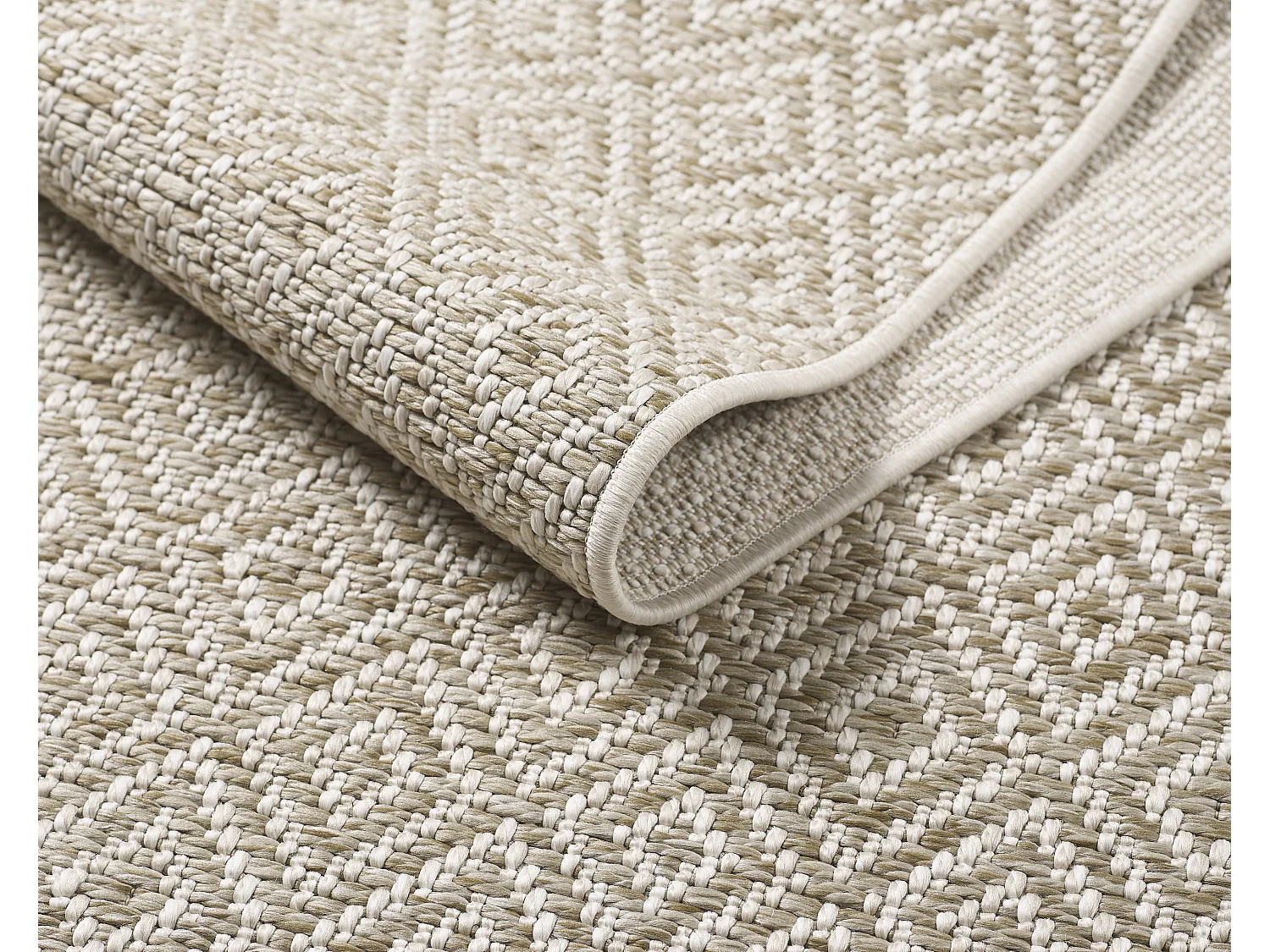 Tapis Maldives extérieur design diamant boho, Marron, 160 x 230 cm