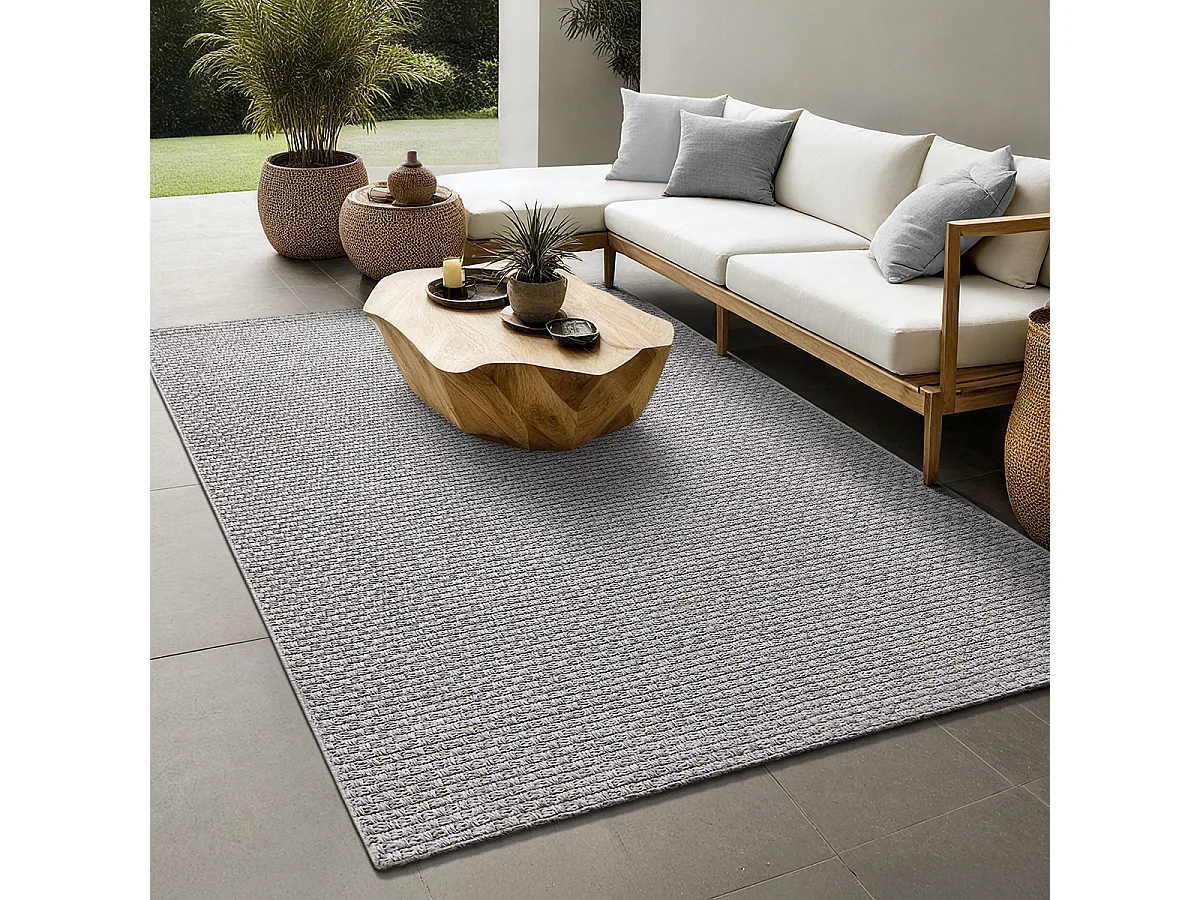 Tapis Maldives extérieur design boho, Gris, 80 x 150 cm