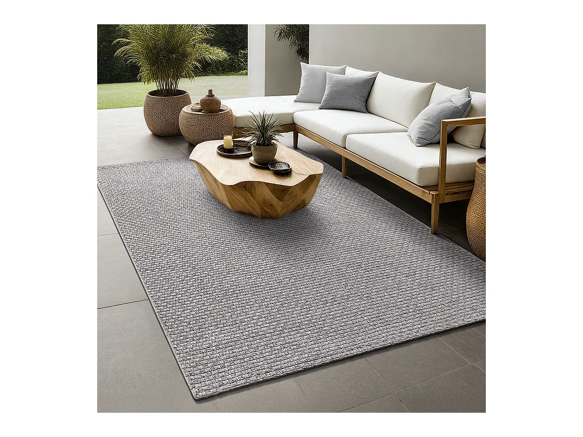 Tapis Maldives extérieur design boho, Gris, 200 x 290 cm