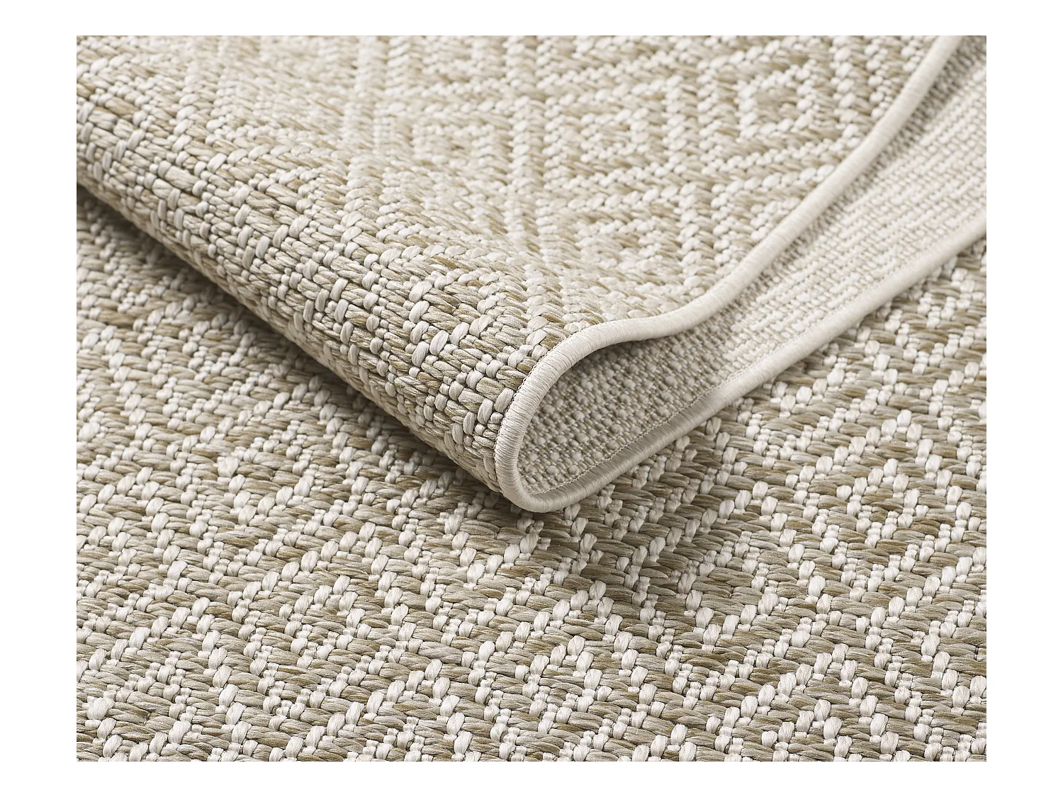 Tapis Maldives extérieur design diamant boho, Marron, 200 x 290 cm