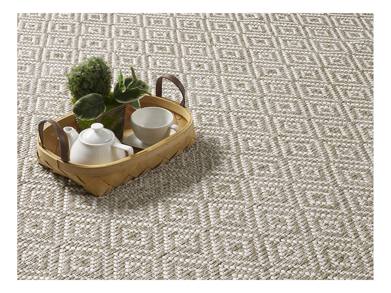 Tapis Maldives extérieur design diamant boho, Marron, 200 x 290 cm