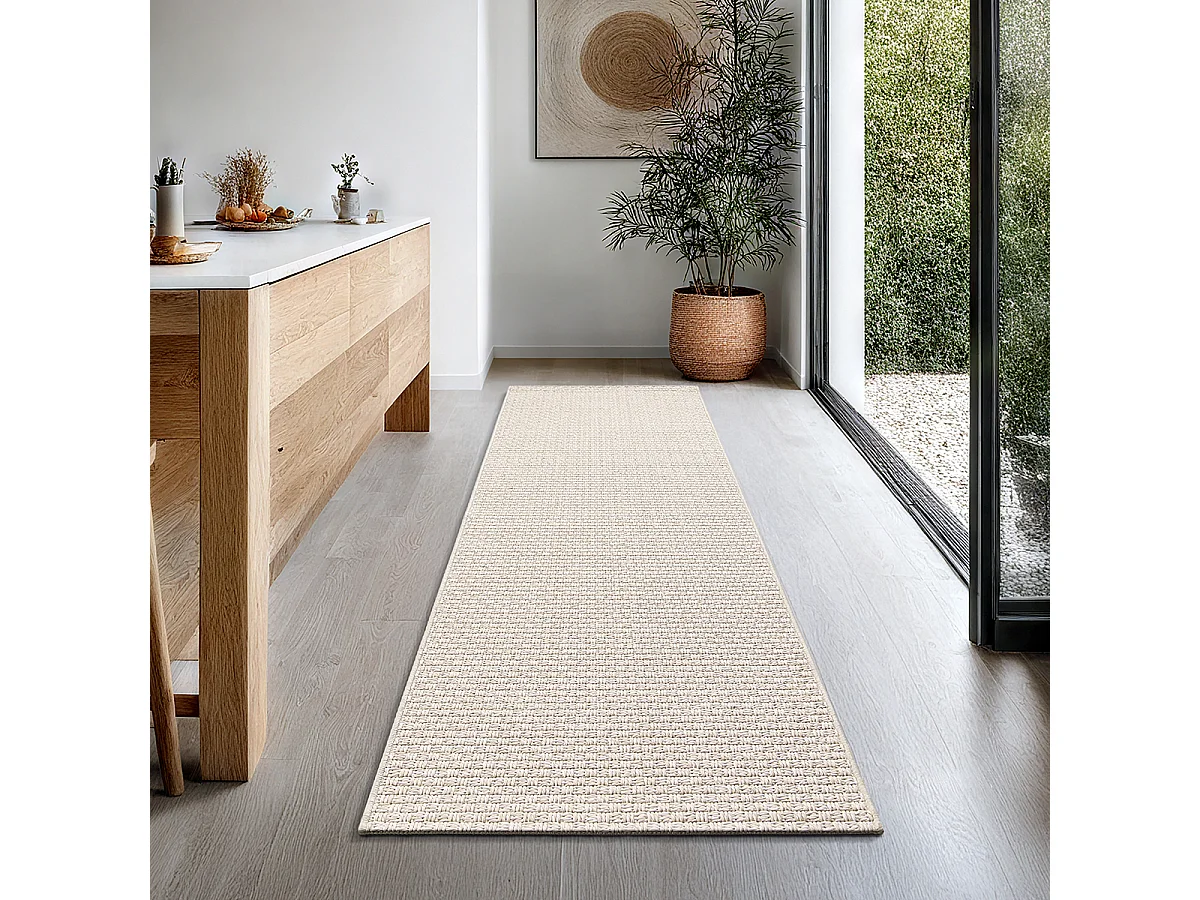 Tapis Maldives extérieur design boho, Beige, 80 x 250 cm