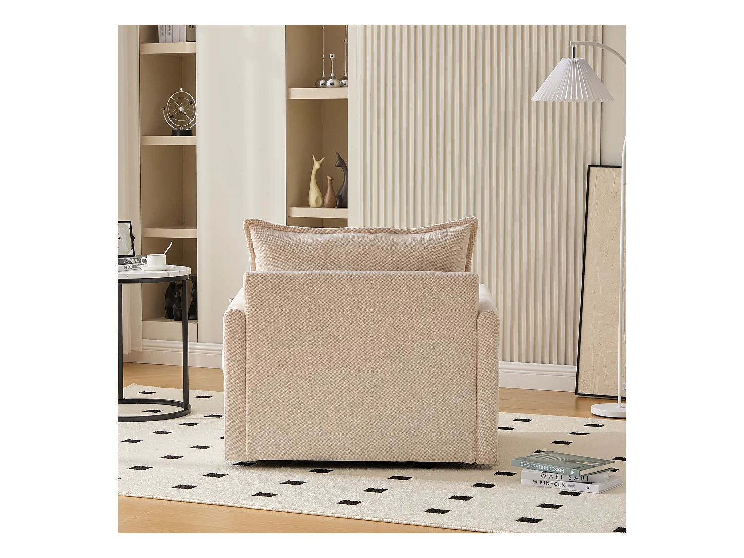 Fauteuil paresseux beige - Chaise longue avec coussins et sac de rangement - pivotant à 360° - pour salon, chambre, bureau et bureau