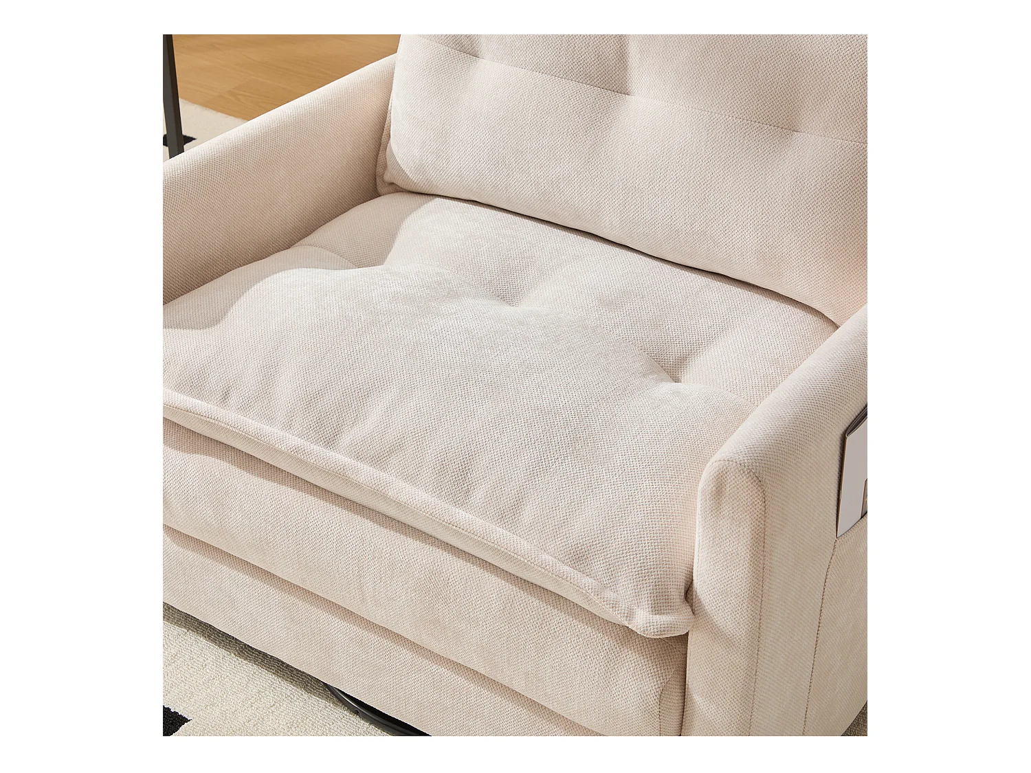 Fauteuil paresseux beige - Chaise longue avec coussins et sac de rangement - pivotant à 360° - pour salon, chambre, bureau et bureau