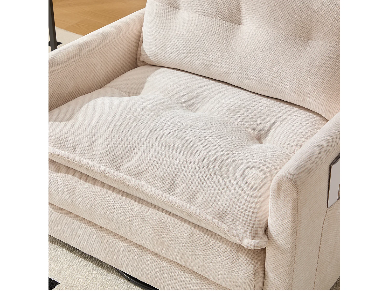 Fauteuil paresseux beige - Chaise longue avec coussins et sac de rangement - pivotant à 360° - pour salon, chambre, bureau et bureau