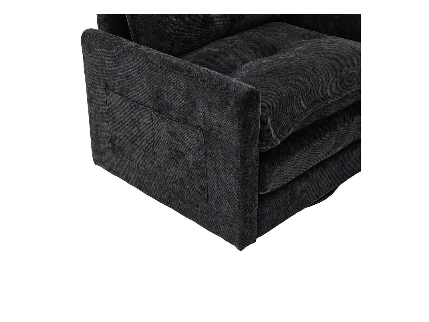 Fauteuil paresseux noir - Chaise longue avec coussins et sac de rangement - pivotant à 360° - pour salon, chambre, bureau et bureau