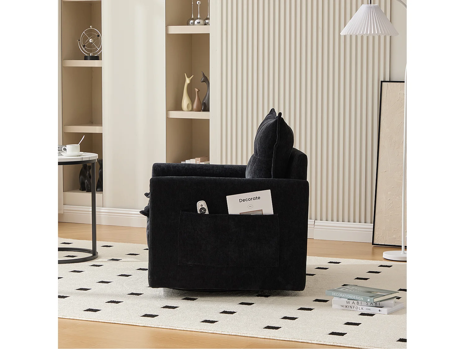 Schwarzes Lazy Sofa – Sessel mit Kissen und Aufbewahrungstasche – 360° drehbar – für wohnzimmer, schlafzimmer, arbeitszimmer und büro