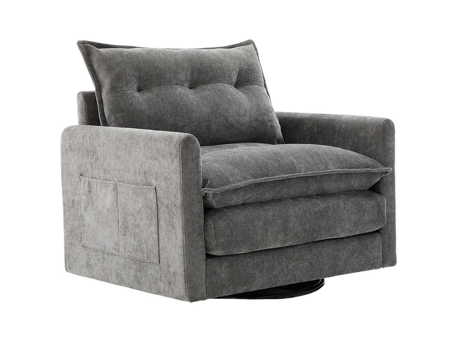 Fauteuil paresseux gris - Chaise longue avec coussins et sac de rangement - pivotant à 360° - pour salon, chambre, bureau et bureau