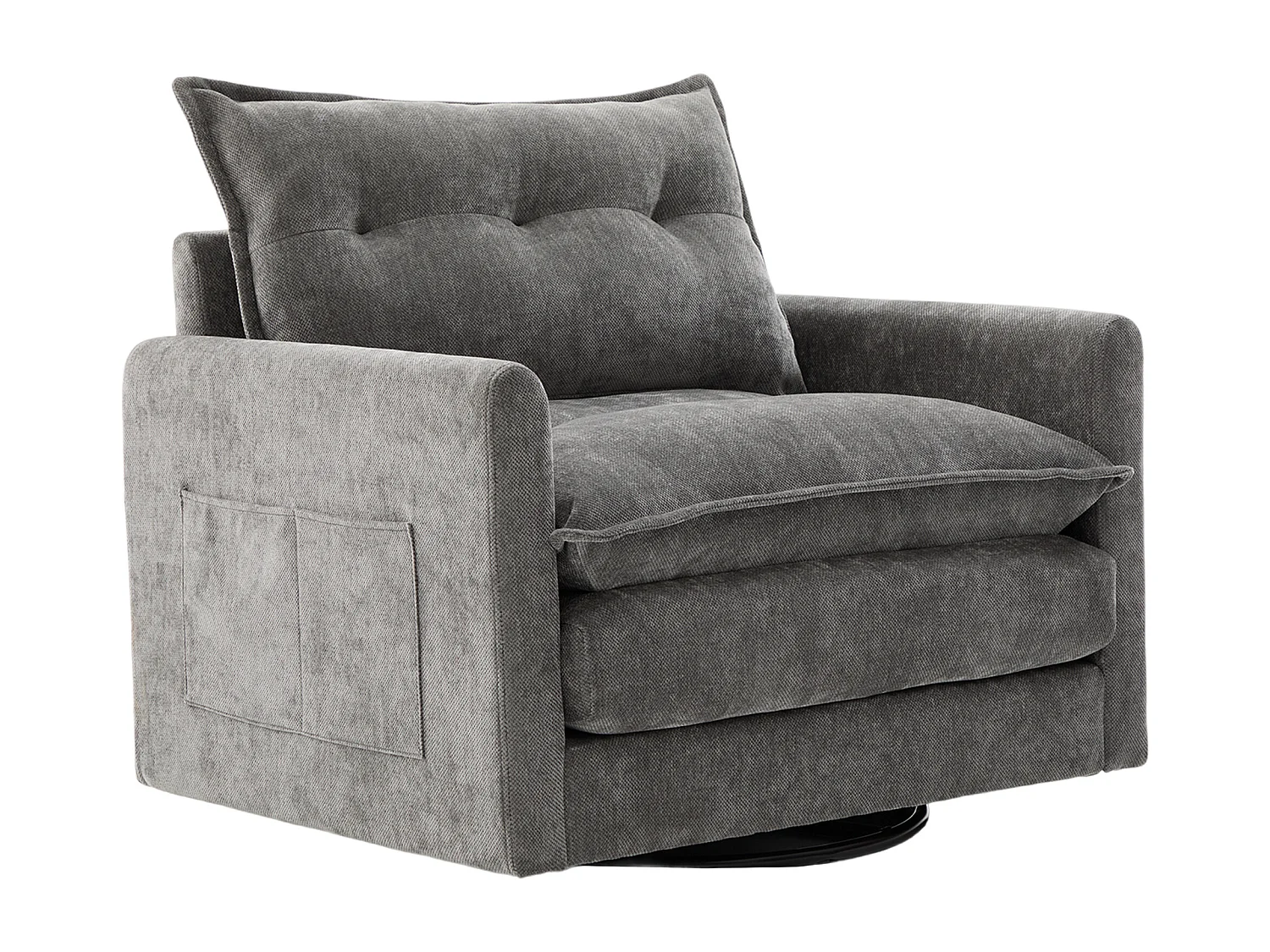 Fauteuil paresseux gris - Chaise longue avec coussins et sac de rangement - pivotant à 360° - pour salon, chambre, bureau et bureau