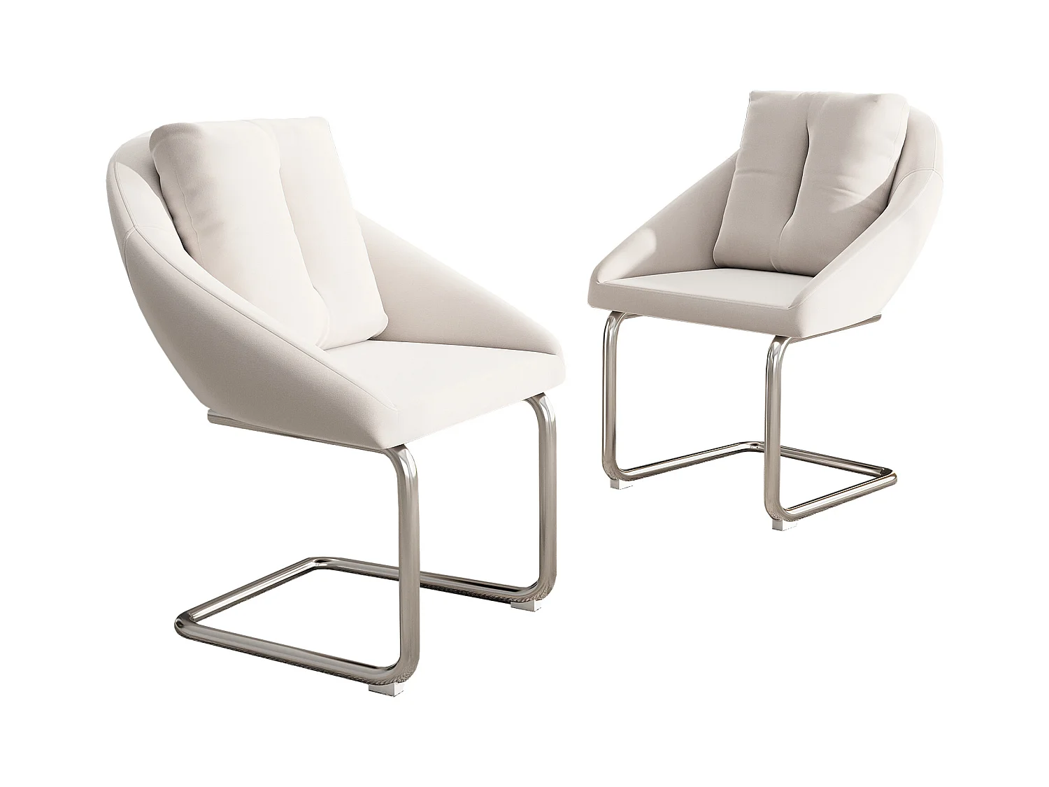 Set di 2 sedie da pranzo - velluto beige - Sedie con schienale imbottito e gambe arcuate argentate