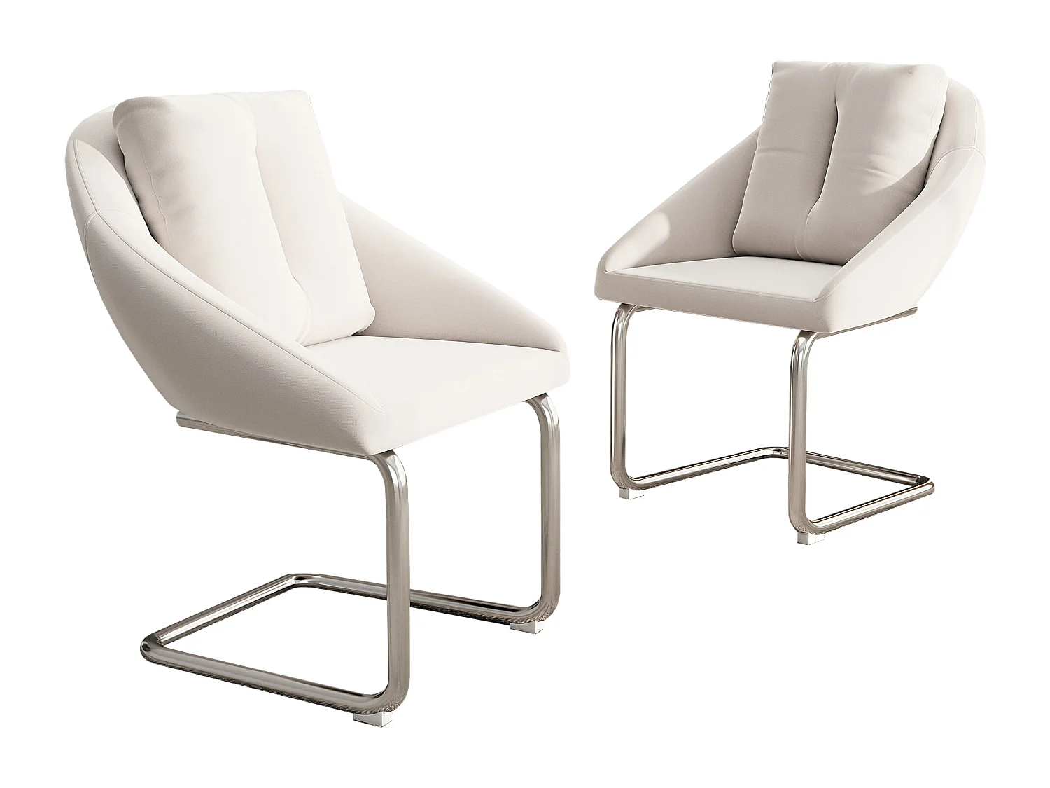 Lot de 2 chaises de salle à manger - velours beige - Chaises avec dossier rembourré et pieds arqués argentés
