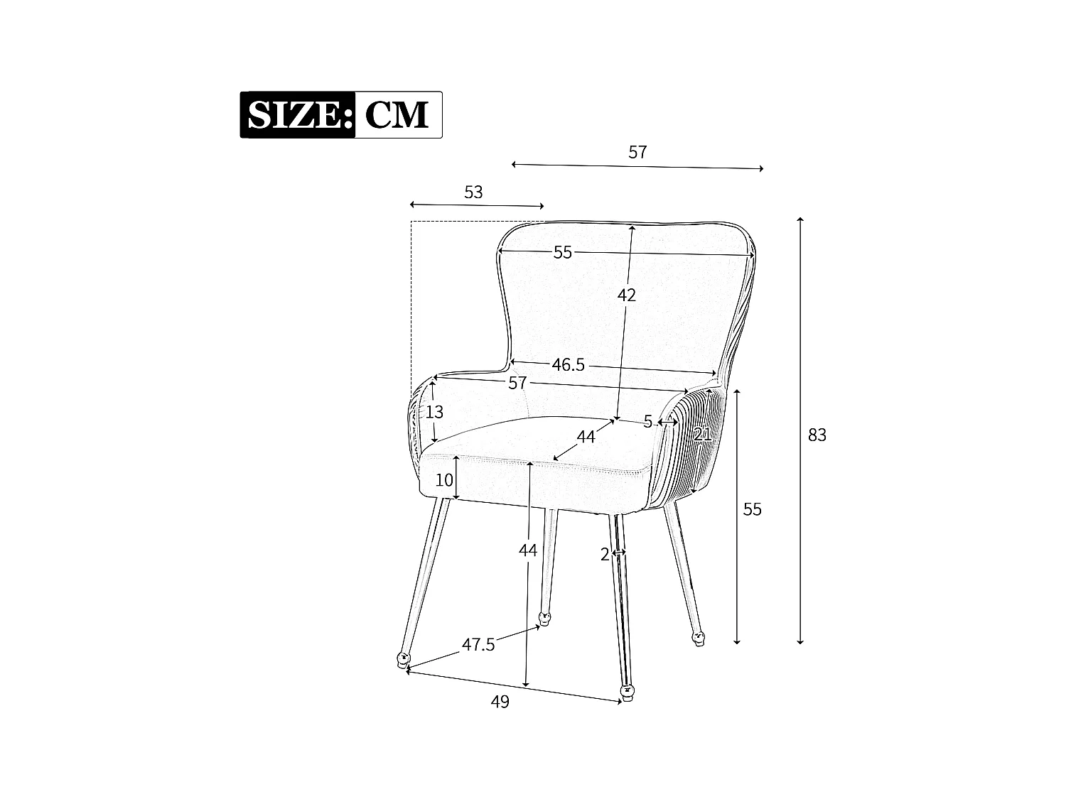 Lot de 2 chaises de salle à manger en velours - avec accoudoirs et pieds en métal doré - beige