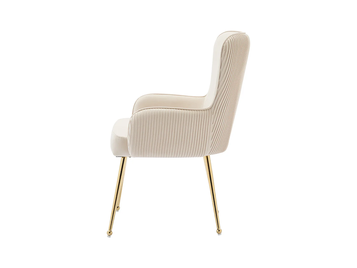 Lot de 2 chaises de salle à manger en velours - avec accoudoirs et pieds en métal doré - beige