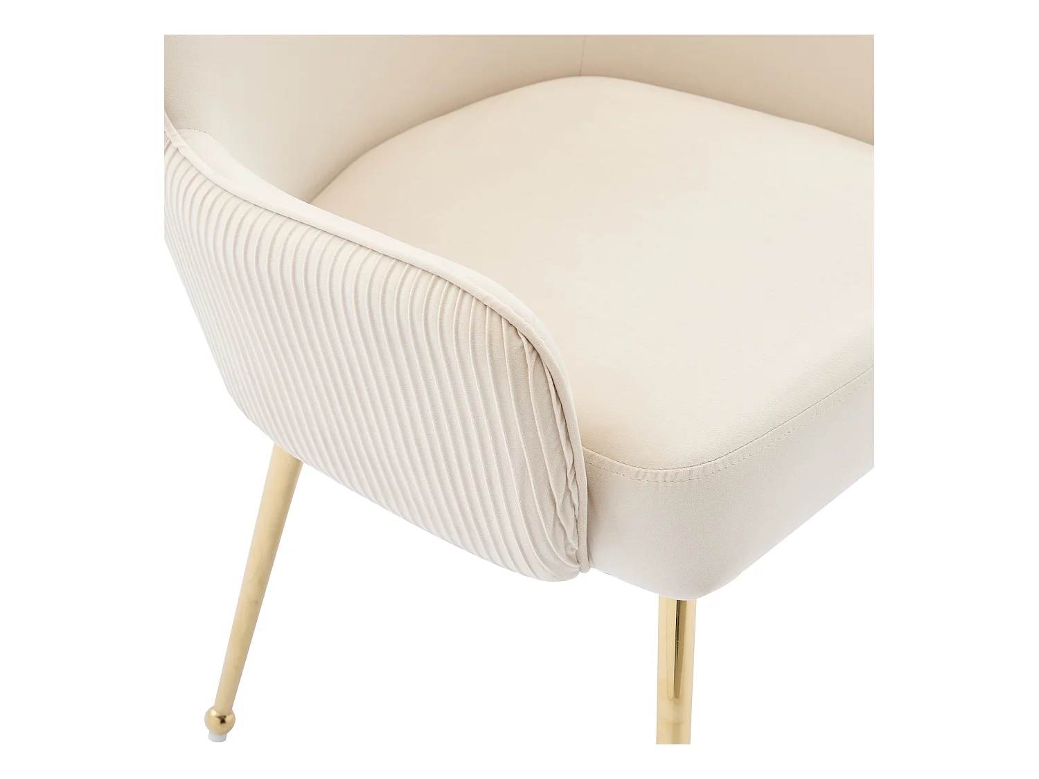 Lot de 2 chaises de salle à manger en velours - avec accoudoirs et pieds en métal doré - beige