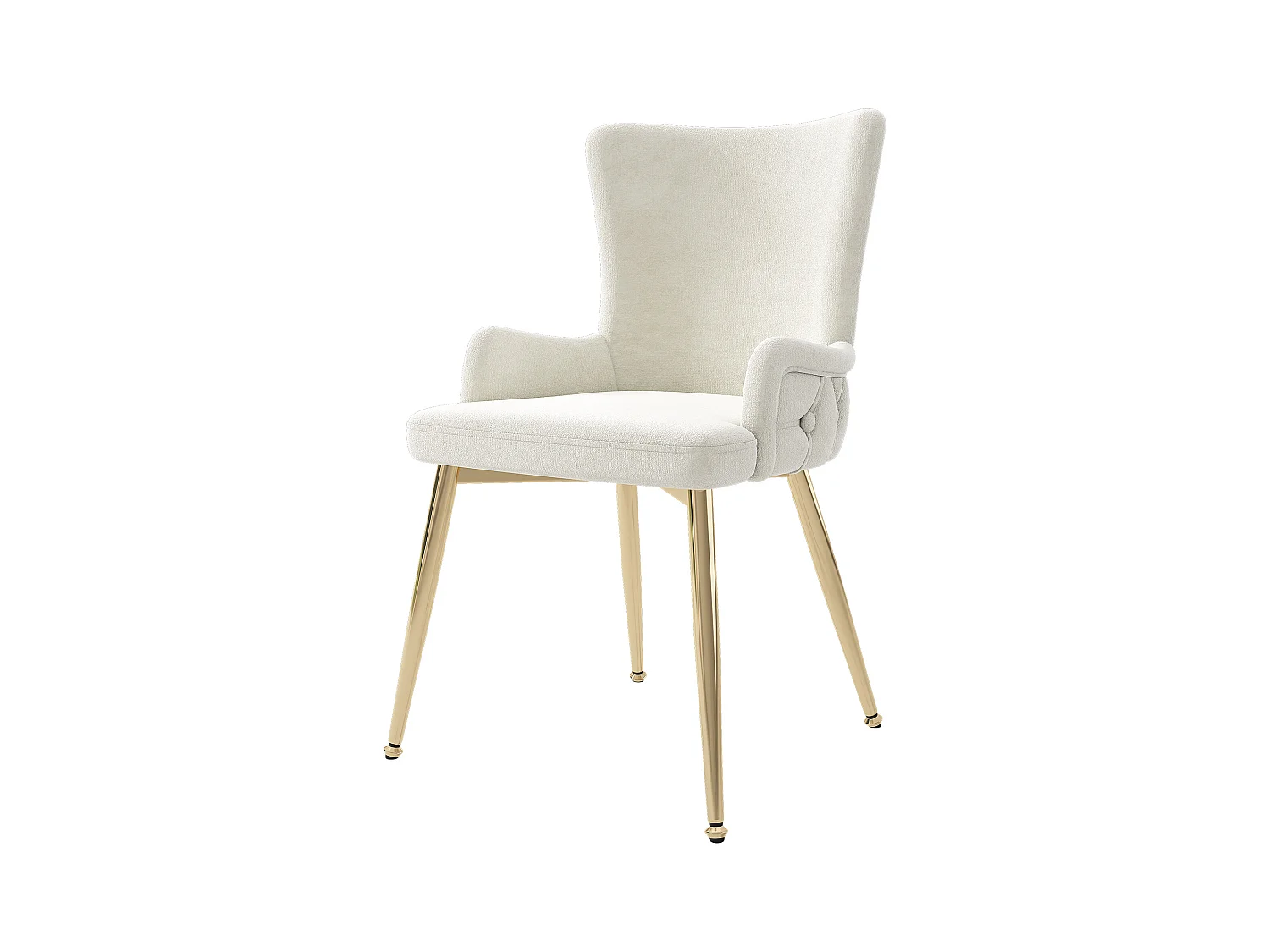 Lot de 4 chaises de salle à manger - velours beige - avec pieds en métal doré - pour salon et salle à manger