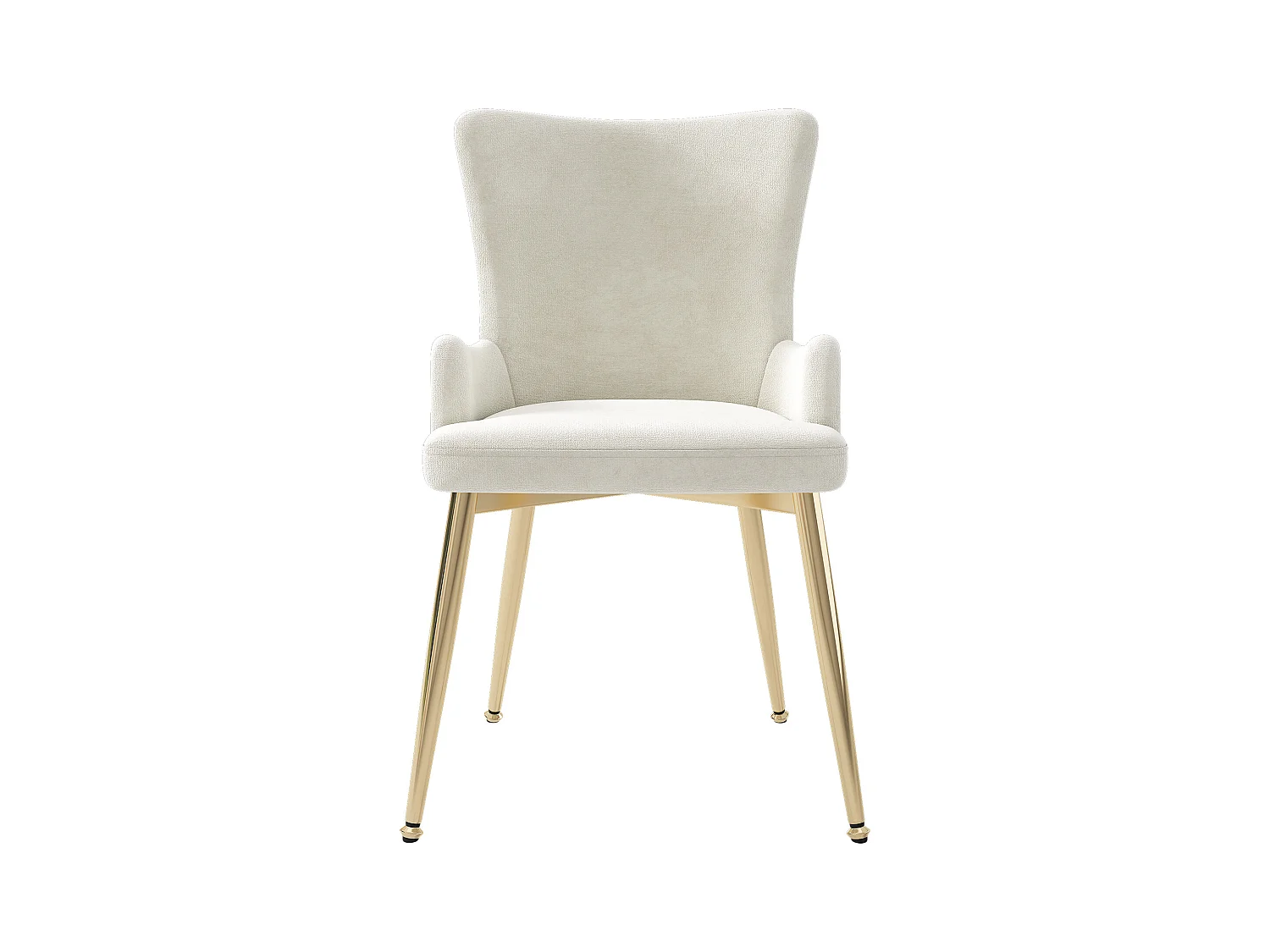 Lot de 4 chaises de salle à manger - velours beige - avec pieds en métal doré - pour salon et salle à manger