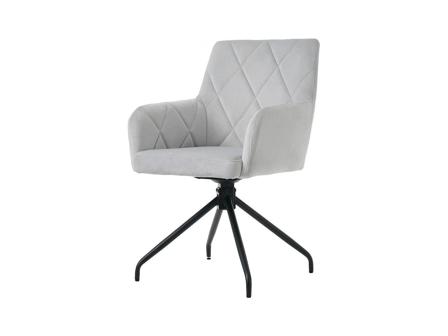Lot de 4 chaises de salle à manger - avec accoudoirs et fonction pivotante - pieds en métal - velours gris
