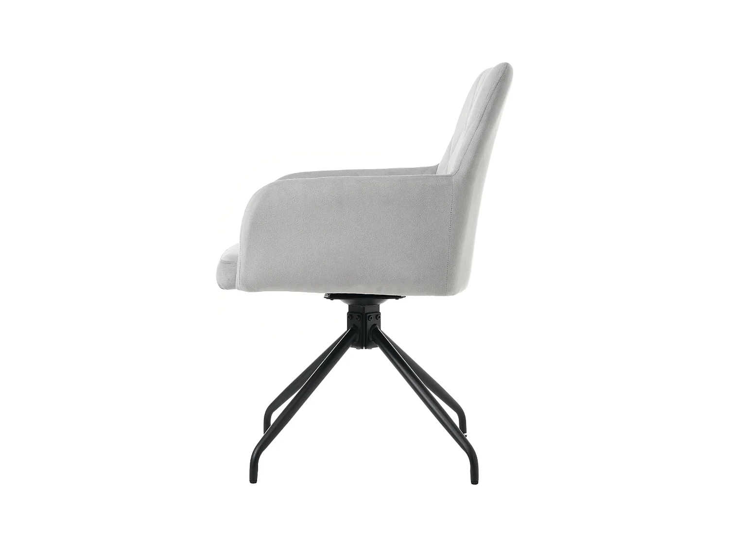 Lot de 4 chaises de salle à manger - avec accoudoirs et fonction pivotante - pieds en métal - velours gris