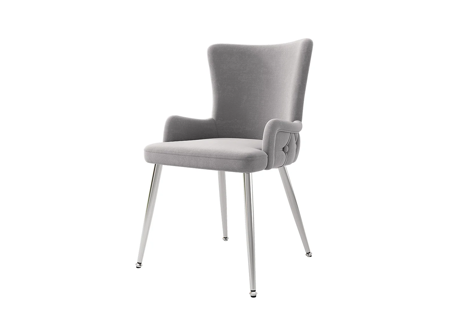 Lot de 4 chaises de salle à manger - velours gris - pieds en métal argenté - pour chambre et salle à manger