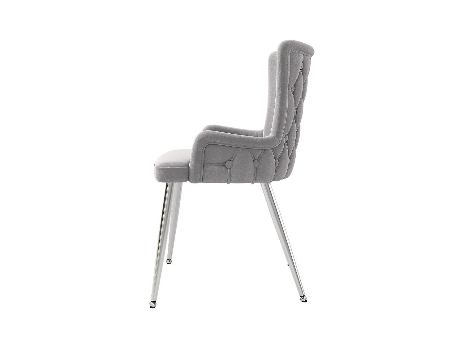 Lot de 4 chaises de salle à manger - velours gris - pieds en métal argenté - pour chambre et salle à manger