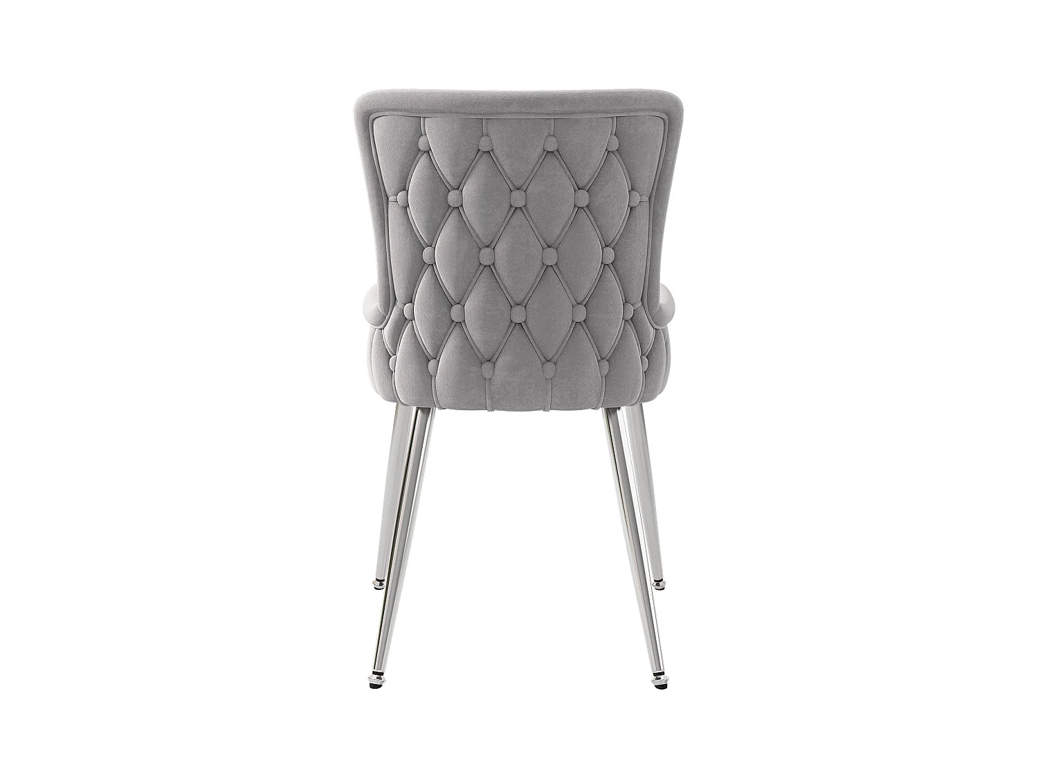 Lot de 4 chaises de salle à manger - velours gris - pieds en métal argenté - pour chambre et salle à manger