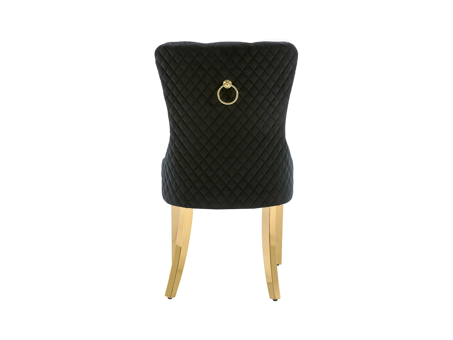 Lot de 2 chaises de salle à manger - velours noir - Chaise rembourrée avec garniture cloutée et pieds en métal doré