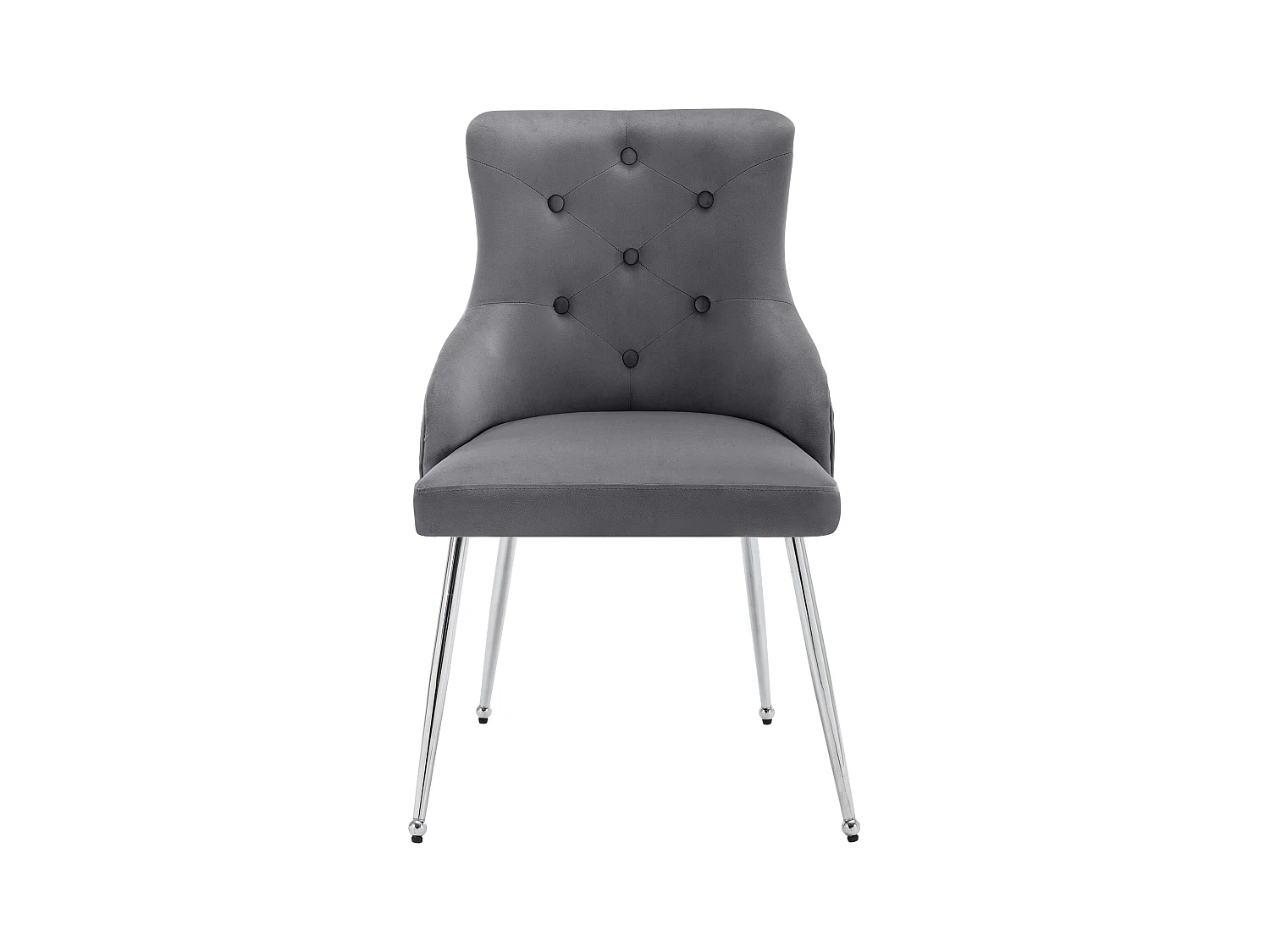 Lot de 2 chaises de salle à manger - velours gris - avec coussin lombaire et pieds en métal - pour salon et salle à manger